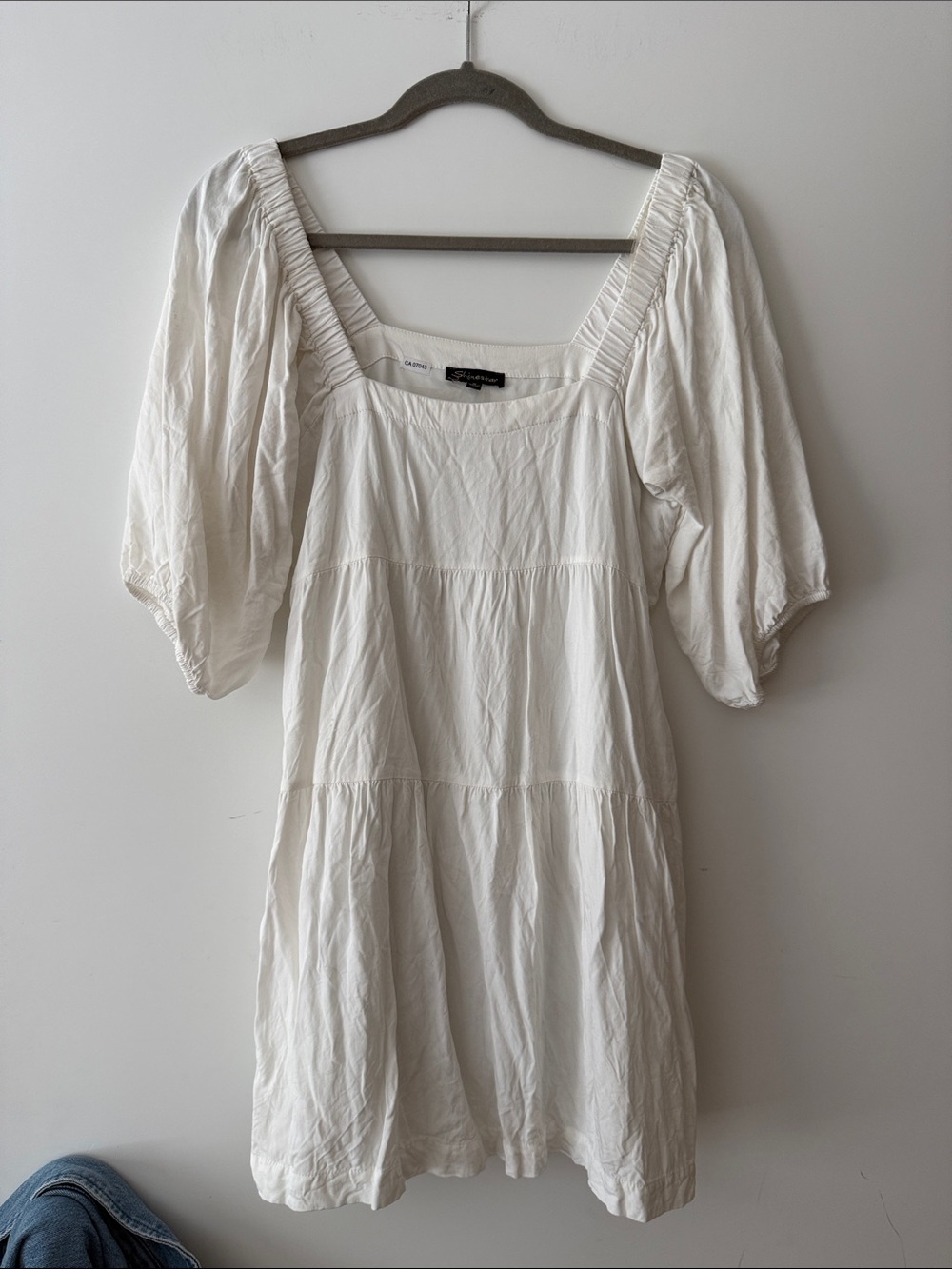 Cream Puff-Sleeve Tiered Dress